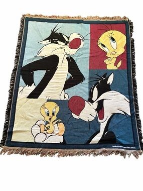 Vintage 1999 Warner Bros Official Merch Sylvester Tweety Throw 48x60